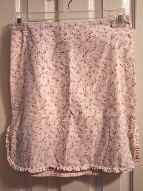 Women's Preppy Y2K Ralph Ralph Lauren Pink Floral Ruffle Skirt Sz 2 EUC Cotton